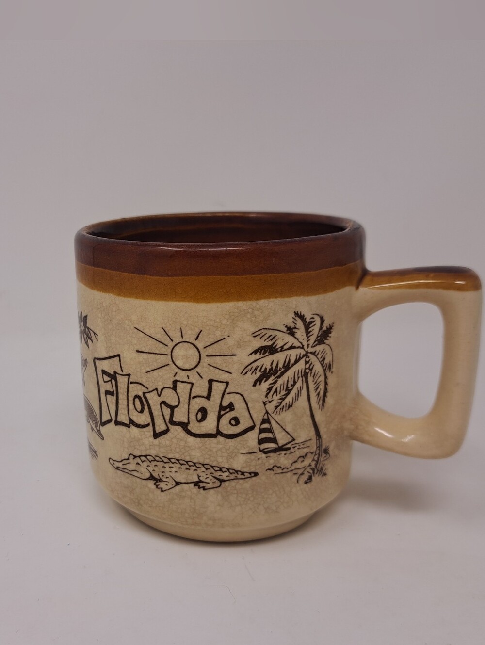 Vintage 90s 80s State of Florida Mug Stoneware Coffee Ceramic Souvenir